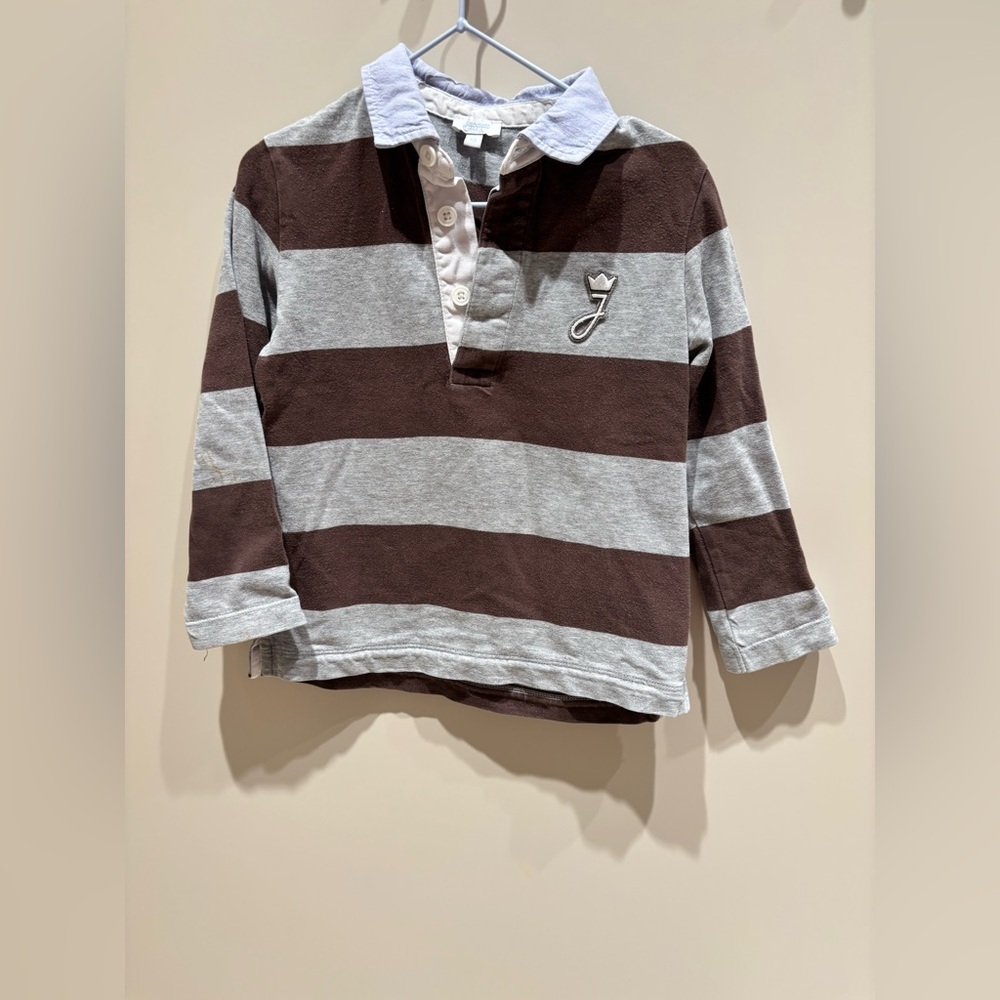 Jabari Brown and Gray Striped Kids rugby Shirt polo size 4